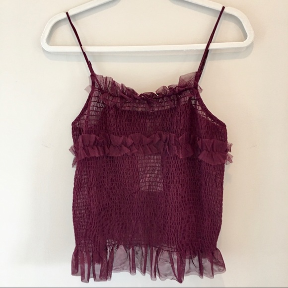 NWT ASOS Sheer Ruffle Spaghetti Strap Tank Top - Picture 1 of 6